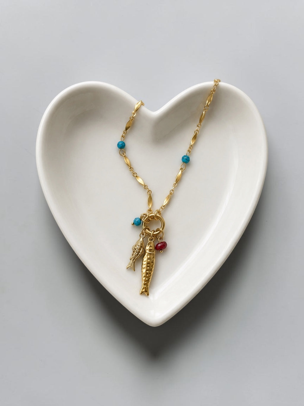 Gold Fish Charm Necklace
