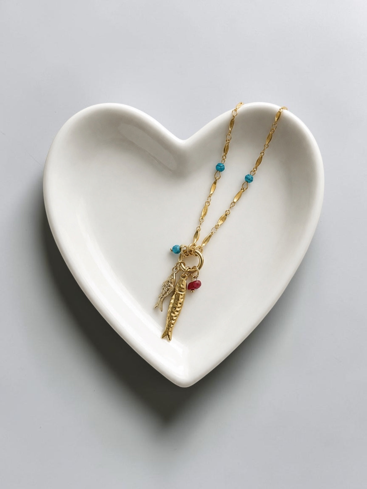 Gold Fish Charm Necklace